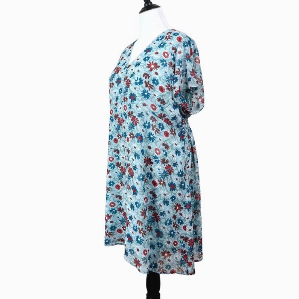 Madewell Size 22 Open Back Mini Dress Wildflower Garden Blue Red
